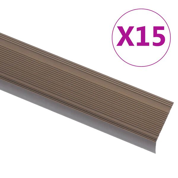 vidaXL Treppenkantenprofil in L-Form 15 Stk. Aluminium 90 cm Braun