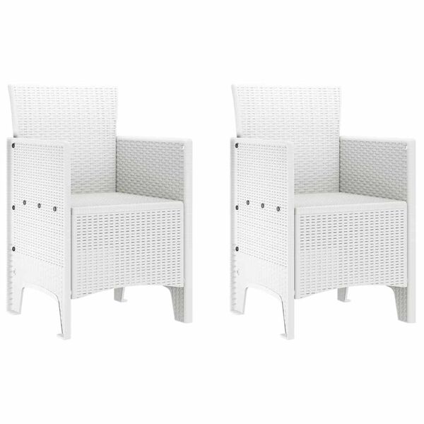 vidaXL Gartenstuhl mit Kissen 2 pcs Wei&szlig; 53 x 49 x 85 cm Polypropylen