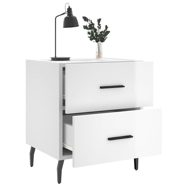 vidaXL Nachttische 2 Stk. Hochglanz-Wei&szlig; 40x35x47,5 cm Holzwerkstoff