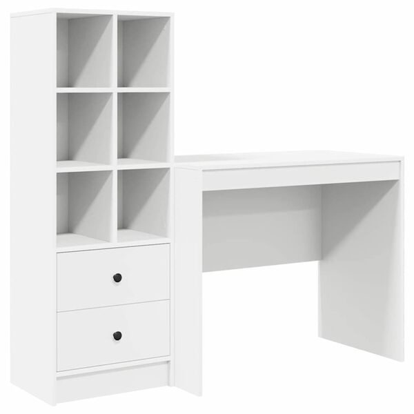 vidaXL Schreibtisch mit Schubladen 2 pcs Wei&szlig;