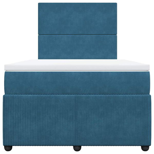 vidaXL Boxspringbett mit Matratze Dunkelblau 120x190 cm Samt
