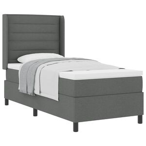 vidaXL Boxspringbett mit Matratze Dunkelgrau 80 x 200 cm Stoff