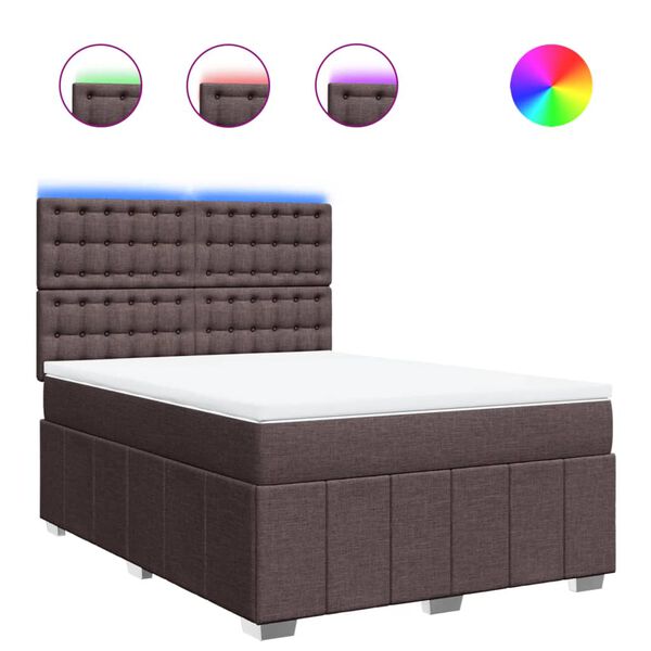 vidaXL Boxspringbett mit Matratze Dunkelbraun 160x200 cm Stoff