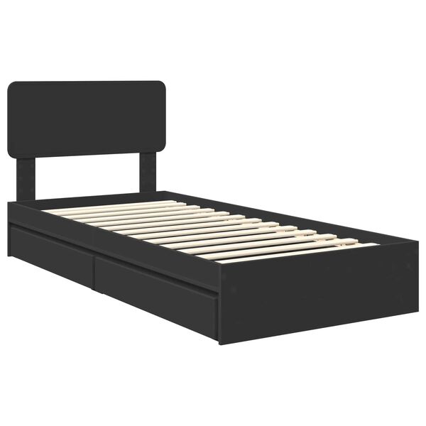 vidaXL Aufbewahrungsbett Schwarz 90 x 190 cm Holzwerkstoff