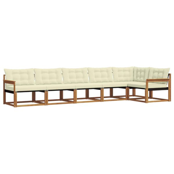 vidaXL Outdoor-Sofagarnitur mit Kissen 6 pcs Natur und Creme