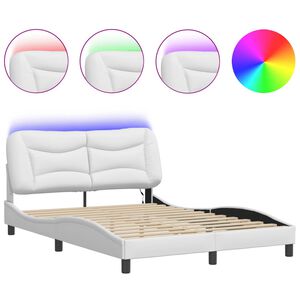 vidaXL Bettgestell mit LED ohne Matratze "Hvar" Wei&szlig; 120x200 cm