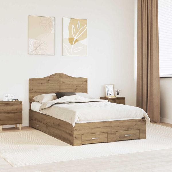 vidaXL Bettrahmen Artisan-Eiche 120 x 200 cm Holzwerkstoff