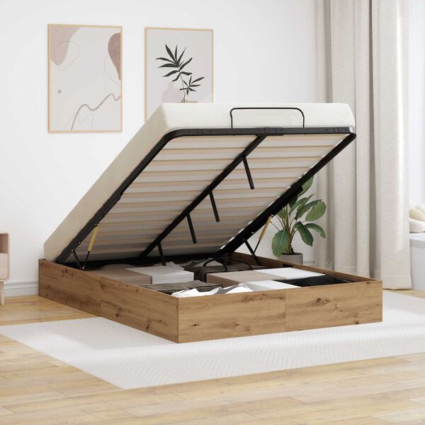 vidaXL Ottoman Bettgestell Artisan-Eiche 120 x 200 cm Holzwerkstoff