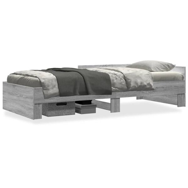 vidaXL Bettgestell Grau Sonoma 75x190 cm Holzwerkstoff