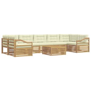 vidaXL Outdoor-Sofagarnitur 8 stk. Wei&szlig; und Creme Massivholz Akazie