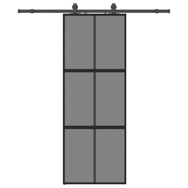 vidaXL Schiebet&uuml;r mit Beschlag Schwarz 76x205 cm Hartglas