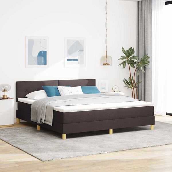 vidaXL Boxspringbett mit Matratze Dunkelbraun 180 x 200 cm Stoff