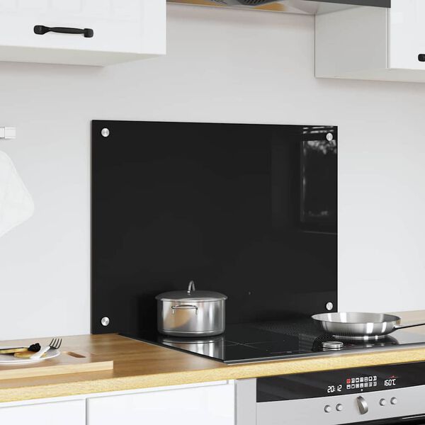 vidaXL K&uuml;chenr&uuml;ckwand Schwarz 70 x 50 cm Geh&auml;rtetes Glas