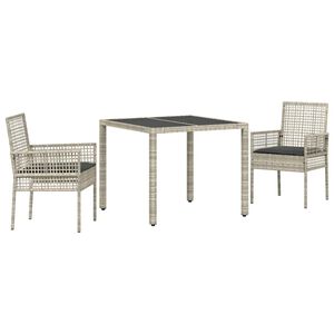 vidaXL Garten Essgruppe 3 stk. Hellgrau Poly-Rattan