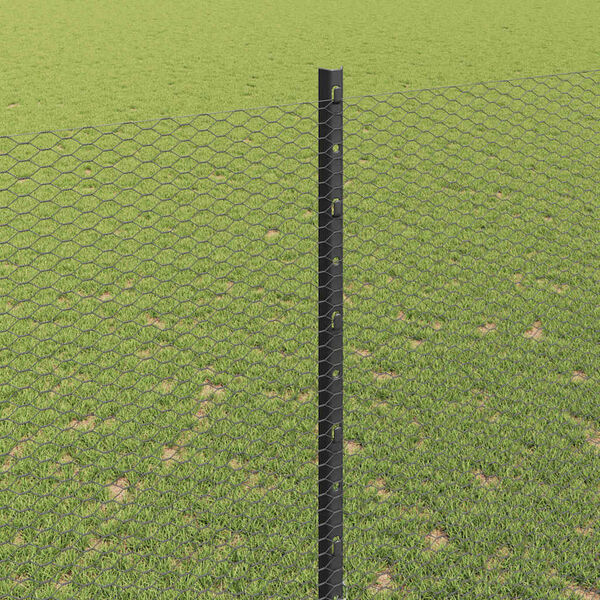 vidaXL Zaun mit Pfosten Grau 1,5 x 50 m Stahl und PVC