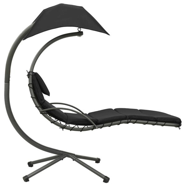 vidaXL Garten-Schaukelstuhl Schwarz und Grau 190x90x200 cm Stoff