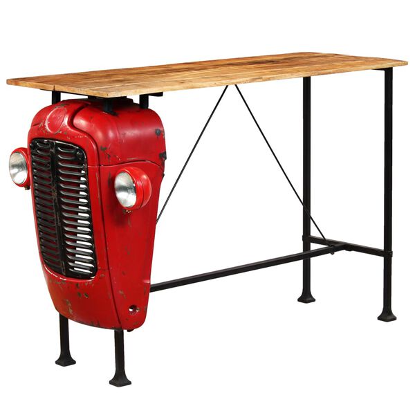 vidaXL Bartisch Traktor Massivholz Mango Rot 60x150x107 cm