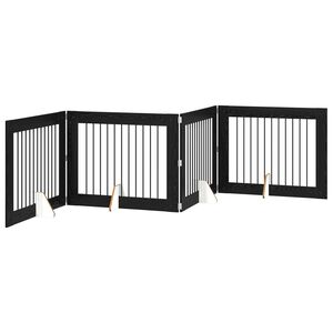 vidaXL Klappbares Hundetor mit St&auml;ndern 4 stk. Schwarz Eichen-Optik