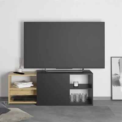 FMD TV-Schrank mit 2 Fächern 133,5x39,9x49,2 cm Schwarz Artisan-Eiche