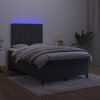 vidaXL Boxspringbett mit Matratze & LED Schwarz 120x200 cm Samt