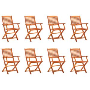 vidaXL Klappbare Gartenst&uuml;hle 8 Stk. Massivholz Eukalyptus