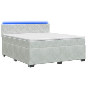 vidaXL Boxspringbett mit Matratze und LED Hellgrau 200 x 200 cm Samt