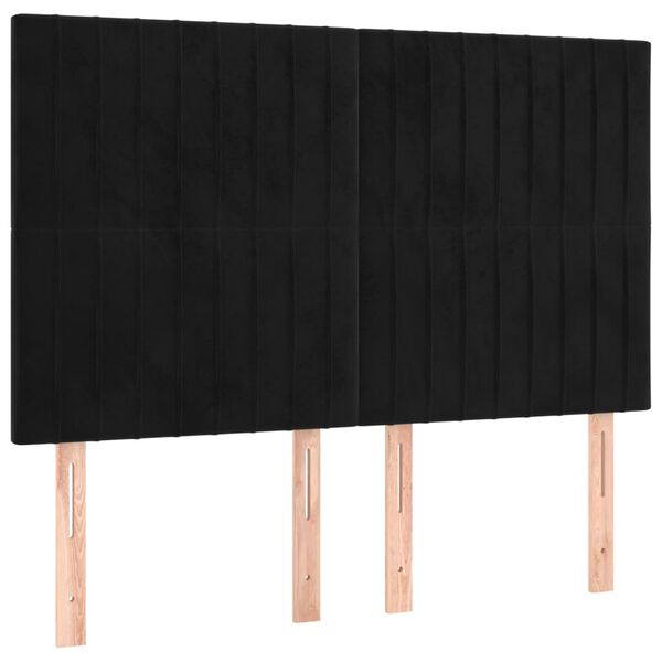 vidaXL LED Kopfteil Schwarz 144x5x118/128 cm Samt
