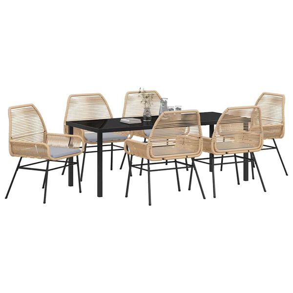 vidaXL Garten Essgruppe 7 pcs Braun Poly-Rattan