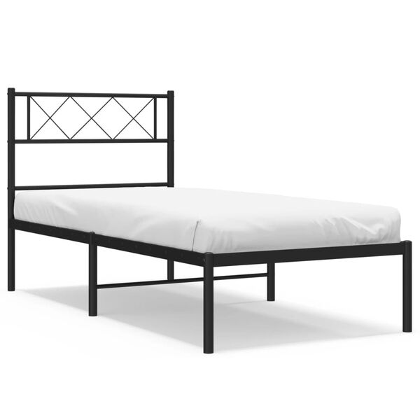 vidaXL Bettgestell mit Kopfteil Metall Schwarz 75x190 cm