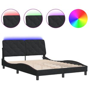 vidaXL Bettgestell mit LED ohne Matratze Schwarz 140x190 cm Samt
