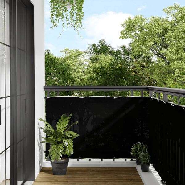 vidaXL Balkon-Sichtschutz Schwarz 90x1000 cm 100 % Polyester-Oxford