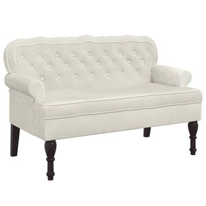 vidaXL Sitzbank mit R&uuml;ckenlehne Creme 119,5x64,5x75 cm Samt