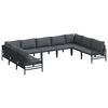 vidaXL Gartensofa-set mit Kissen 9 pcs Schwarz Stahl