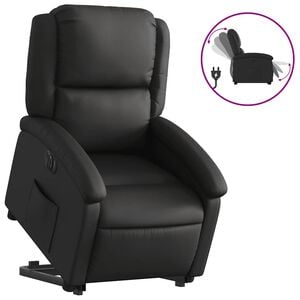 vidaXL Relaxsessel mit Aufstehhilfe Elektrisch Schwarz Echtleder