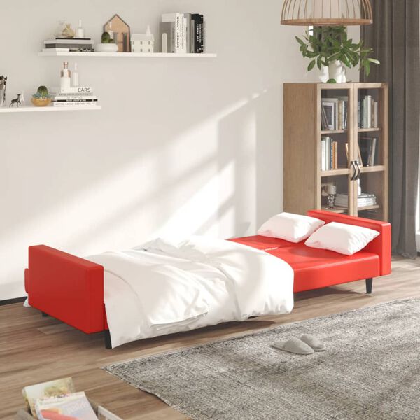 vidaXL Schlafsofa 2-Sitzer Rot Kunstleder