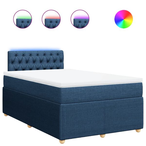 vidaXL Boxspringbett mit Matratze Blau 120x190 cm Stoff