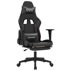 vidaXL Gaming-Stuhl mit Massage & Fu&szlig;st&uuml;tze Schwarz & Grau Kunstleder