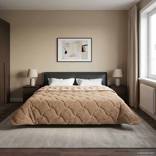 vidaXL Ganzjahresbettdecke Gepolstert Taupe 200 x 240 cm