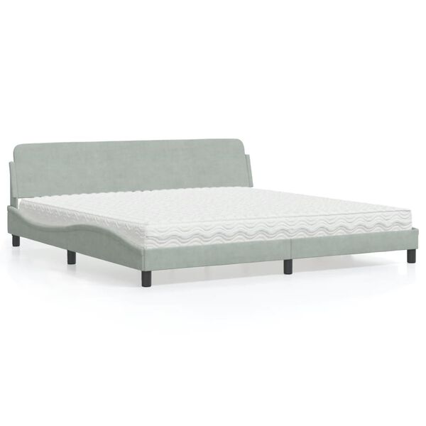 vidaXL Bett mit Matratze "Dover" Hellgrau 200x200 cm Samt