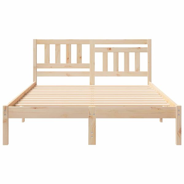 vidaXL Bettrahmen mit Kopfteil Braun 120 x 190 cm Massives Kiefernholz