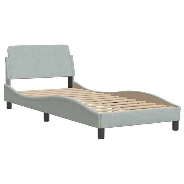 vidaXL Bettgestell ohne Matratze "Hanko" Hellgrau 90x200 cm Samt