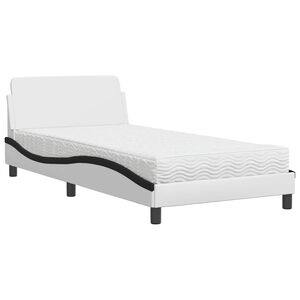 vidaXL Bett mit Matratze "Dover" Wei&szlig; und Schwarz 100x200 cm Kunstleder