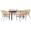 vidaXL 5-tlg. Garten-Essgruppe mit Kissen Braun Poly Rattan Glas