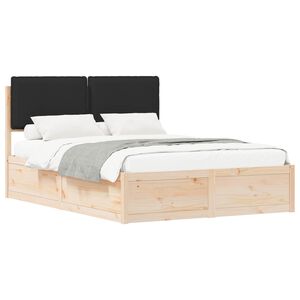 vidaXL Bettgestell mit gepolstertem Kopfteil Schwarz 150 x 200 cm