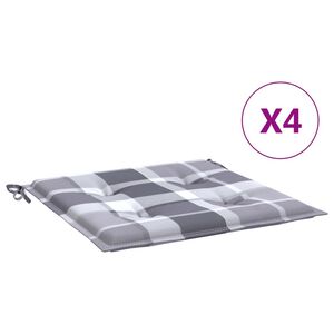 vidaXL Gartenstuhl-Kissen 4 Stk. Grau Karomuster 50x50x4 cm