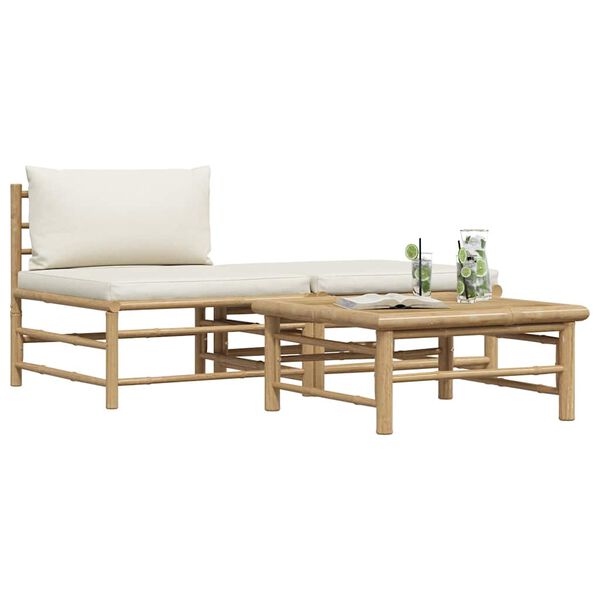 vidaXL 3-tlg. Garten-Lounge-Set mit Kissen Bambus