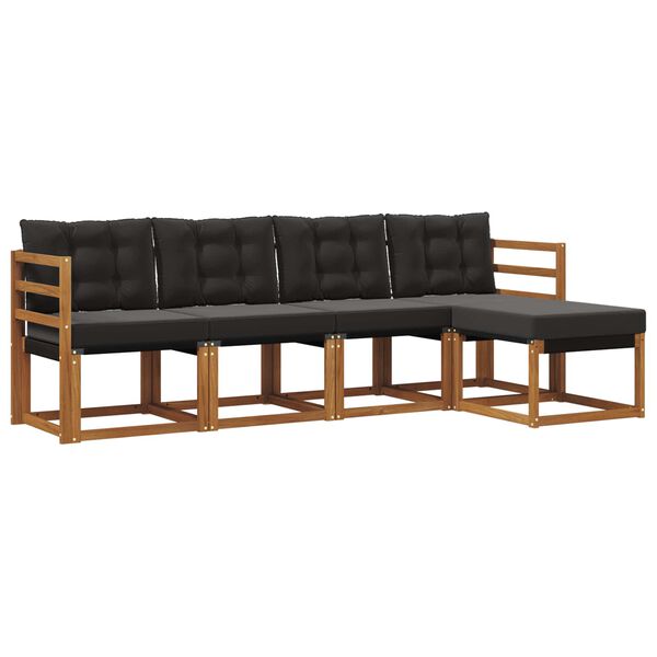 vidaXL Outdoor-Sofagarnitur mit Kissen 5 pcs Nat&uuml;rlich und Schwarz