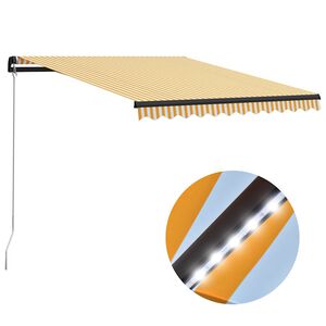 vidaXL Markise Manuell Einziehbar mit LED 300x250 cm Gelb & Wei&szlig;