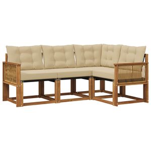 vidaXL Outdoor-Sofagarnitur 4 stk. Natur und Beige
