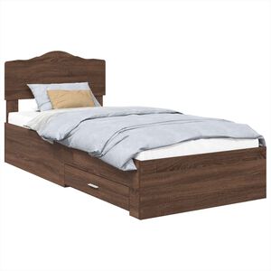 vidaXL Bettrahmen Braun Eichen-Optik 70 x 190 cm Holzwerkstoff